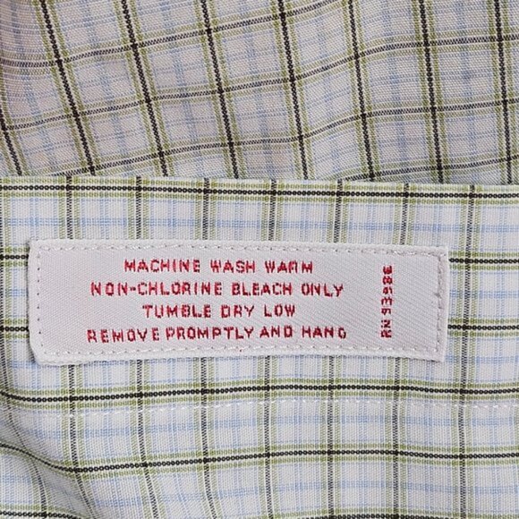 Brooks Brothers Non-Iron Plaid Dress Shirt Mens Size XL Long Sleeve White/Green - Picture 7 of 10
